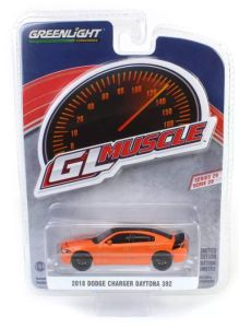 GREEN13360-E - Voiture sous blister de la série GL MUSCLE - DODGE Charger Daytona 392 de 2018 couleur orange