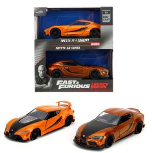 JAD35401 - Set de 2 véhicules du film Fast & Furious - TOYOTA FT-1 Concept et TOYOTA GR Supra couleur orange