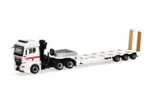 HER318297 - Camion avec bras et porte-engin surbaissé 3 essieux protection civile de Basse-Saxe – MAN TGX GM 6x4