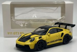 NOREV750063 - Voiture de 2022 couleur jaune avec autocollants noirs – PORSCHE 911 GT3 RS