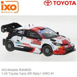 IXORAM832 - Voiture de Rallye WRC Monte Carlo 2022 blanc et rouge - TOYOTA GR Yaris Rally 1 n°1 OGIER/VEILLAS