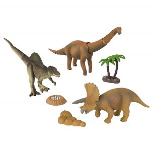 T16059 - 3 Figurines articulées de l'univers d'ANIA - Dinosaures et accessoires