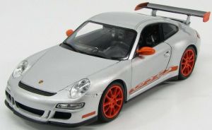 WEL18015W - Voiture sportive PORSCHE 911 GT3 RS de 2007 de couleur grise à jantes oranges