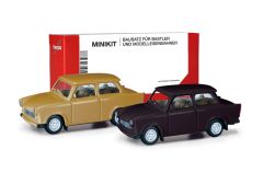 HER013901-002 - 2 unités en kit à monter – TRABANT 601 Limousine marron et noir