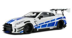 SOL1805816 - Voiture de 2024 blanche avec bandes bleu - NISSAN GT-R W / Liberty Walk Body Kit 2.0