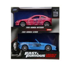 JAD35395 - 2 voitures du film Fast & Furious -  HONDA Integra 1995 de couleur rose et HONDA S2000 2001couleur Bleu