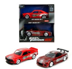 JAD35398 - Set de 2 véhicules du film Fast & Furious - MAZDA RX-3 1974 et MAZDA RX-7 couleur rouge