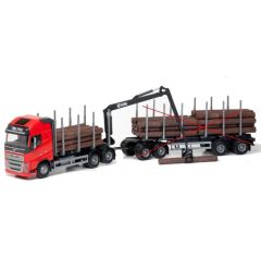 EMEK70305 - Camion rouge avec dolly et remorque 2 essieux transport de bois – VOLVO FH16 6x4