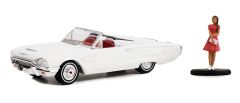 GREEN97140-B - Voiture sous blister de la série THE HOBBY SHOP  - FORD Thunderbird cabriolet de 1965 couleur blanche avec femme en robe