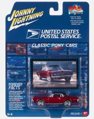 JLPC011-A - Voiture sous blister de la série POP CULTURE 2023 - MERCURY Cougar XR-7 GT 1967 bordeaux - UNITED STATES POSTAL SERVICE