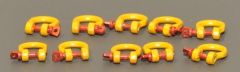 YCC633-2 - Set 10 Manilles 50 Tonnes en miniature de couleurs Jaune et Rouge