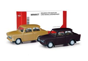 HER013901-002 - 2 unités en kit à monter – TRABANT 601 Limousine marron et noir